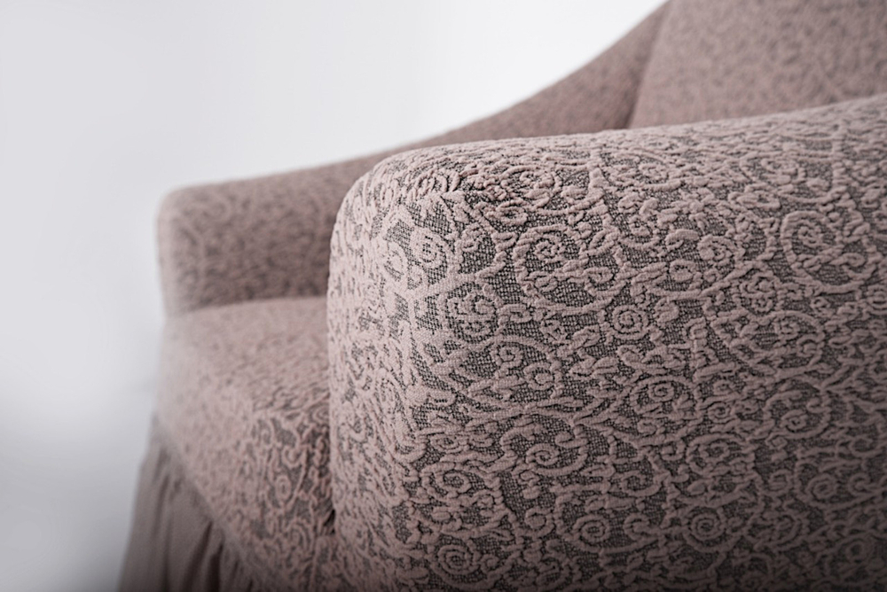 Комплект чехлов на диван и кресла с оборкой Жаккард, цвет Капучино