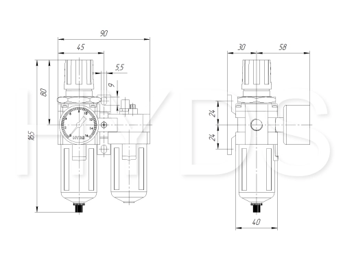 AC2010-02 Блок подготовки воздуха G1/4, 10 бар