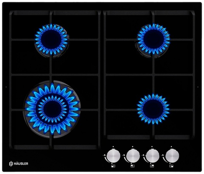 Варочная поверхность Hausler HLS-S4BLGT3 черный ГАЗОВАЯ