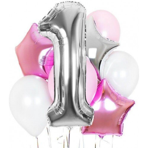 Букет шаров «Цифра и Фольгированные Звёзды» на День Рождения