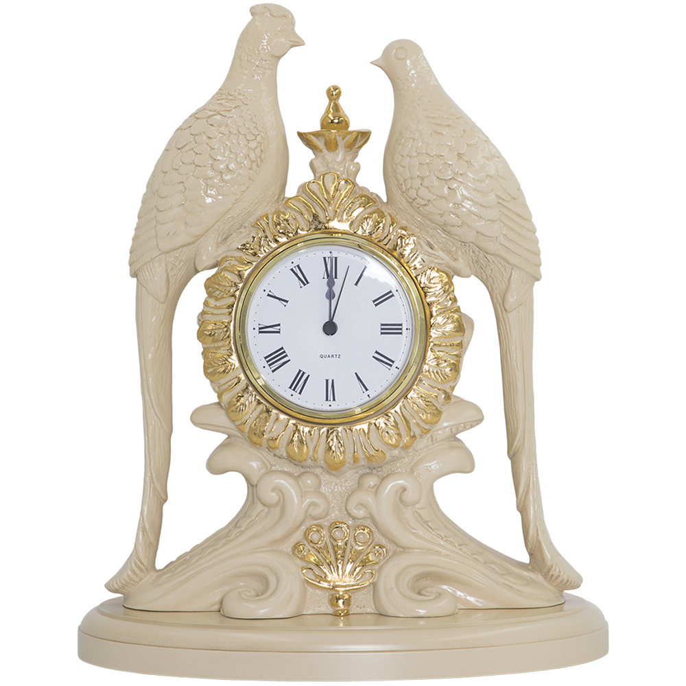 Часы настольные Павлины Айвори