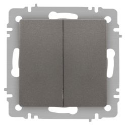 Выключатель Intro Accent 6-104-09 двойной, 10А-250В, IP20, СУ, AL/CU, титан