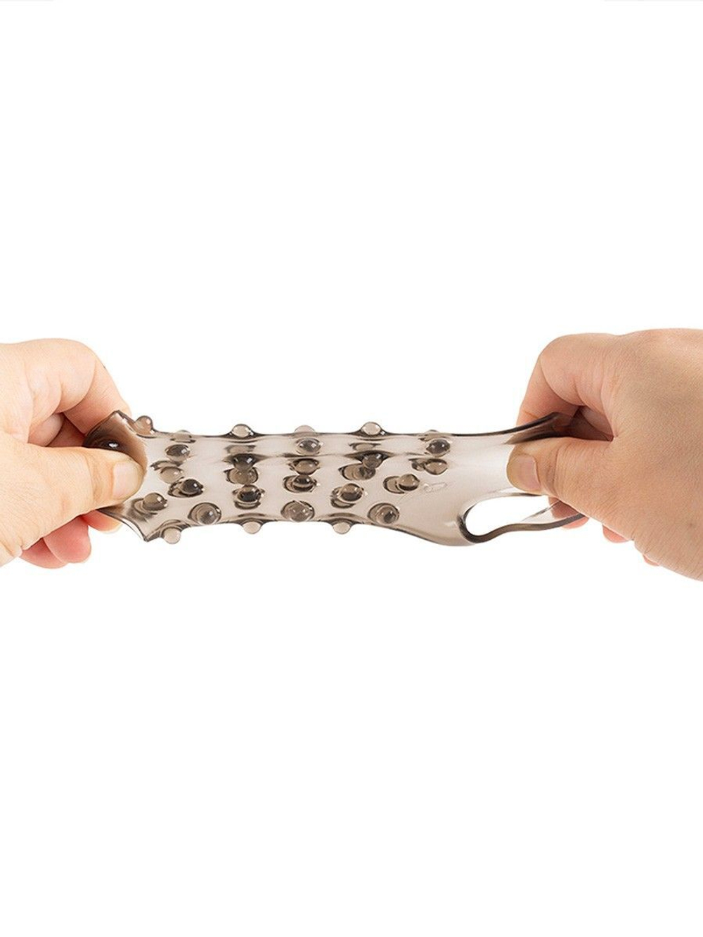 Дымчатая насадка на пенис с выпуклостями - 12 см. (Цвет: дымчатый)