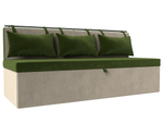 Диван кухонный прямой Метро, Зеленый\Бежевый, Микровельвет, 105005