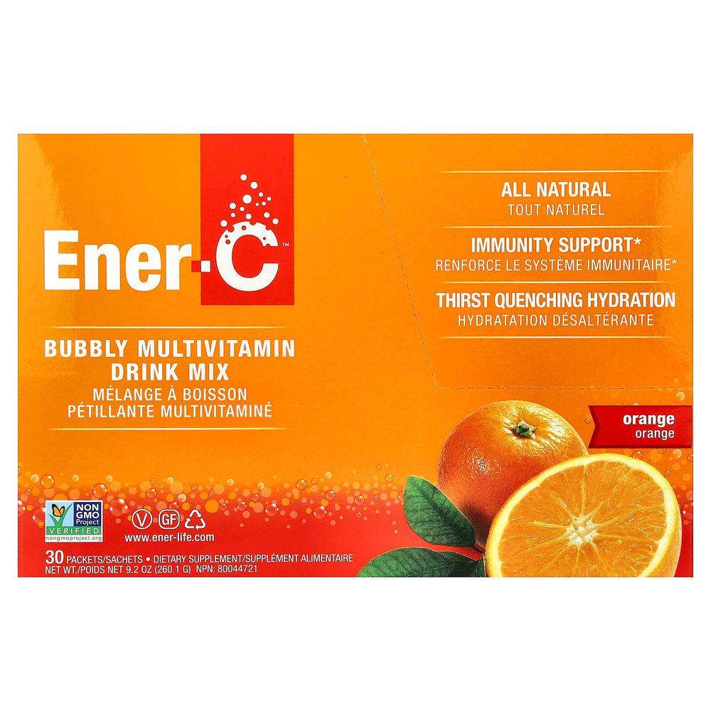 Ener-C, витамин C, смесь для приготовления мультивитаминного напитка со вкусом апельсина, 1000 мг, 30 пакетиков, по 0,3 г (8,67 унций) в каждом