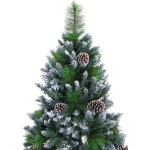 Ёлка «Сказочный лес» 120 см,ПВХ+леска, с белым напылением+шишки (369 веток) (SZ2000-120)