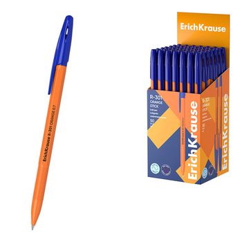 Ручка шариковая ErichKrause R-301 Stick Orange 0.7, цвет чернил синий