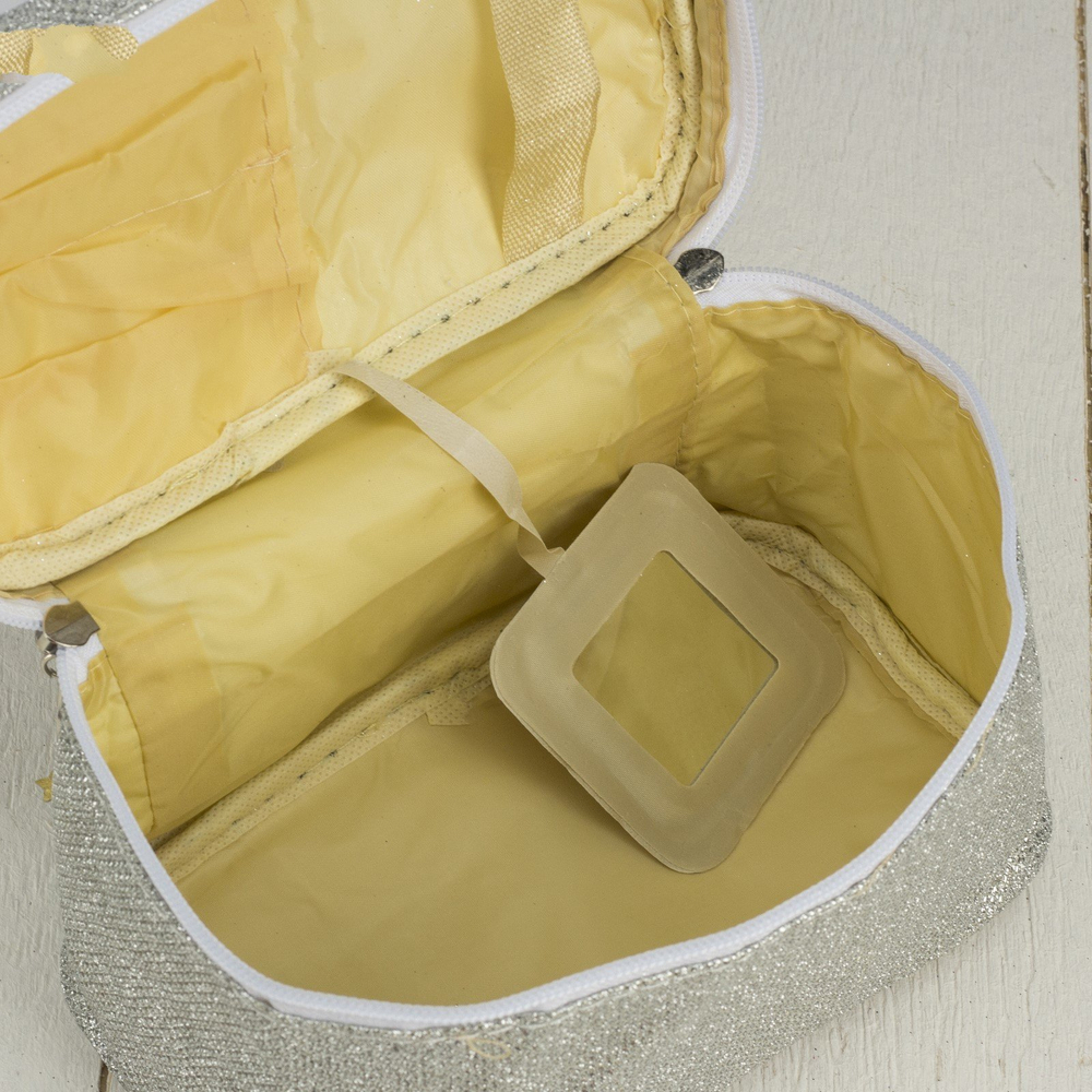 3722677 Косметичка-сундучок, отдел на молнии, зеркало, цвет серебро