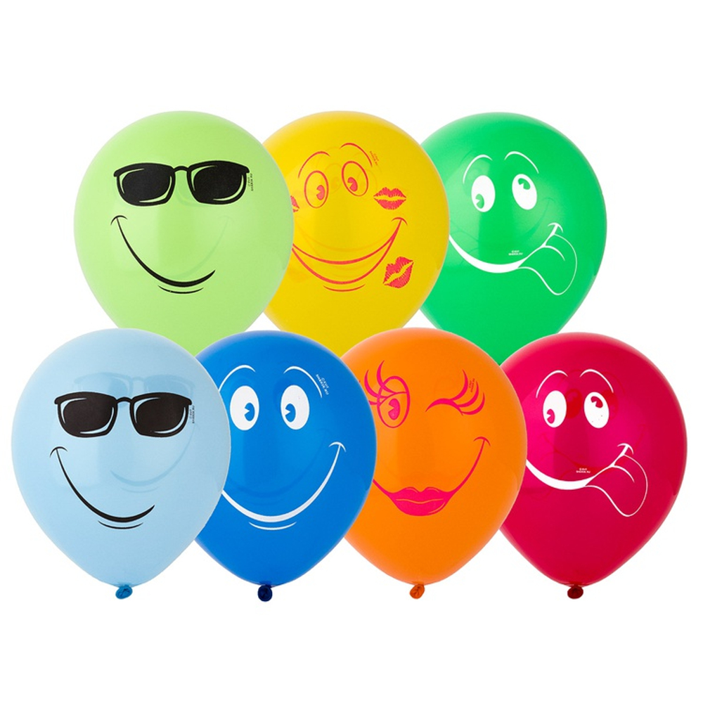 Шар латексный 25см Улыбка (Ассорти)