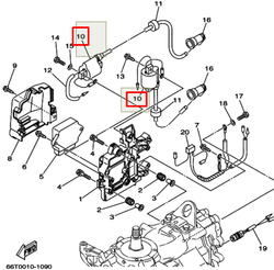 Катушка зажигания высоковольтная Yamaha 40X (6J8-85570-21) (RT)