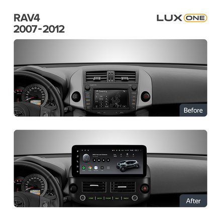 Магнитола для Toyota RAV4 30 2005-2012, Vanguard - Teyes LUX ONE 360 (рамка с кнопками) монитор 12.3", Android 10, CarPlay, 4G SIM-слот, 6/128 ГБ, 4 камеры в комплекте