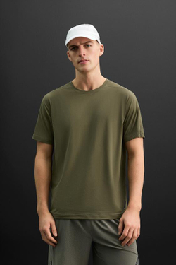 ZARA БАЗОВАЯ СПОРТИВНАЯ ФУТБОЛКА, ОЛИВКОВЫЙ