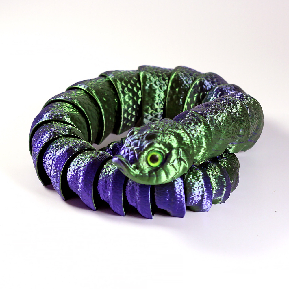 Гибкая игрушка-антистресс, змея сине-зеленая с глазами, 52 см.