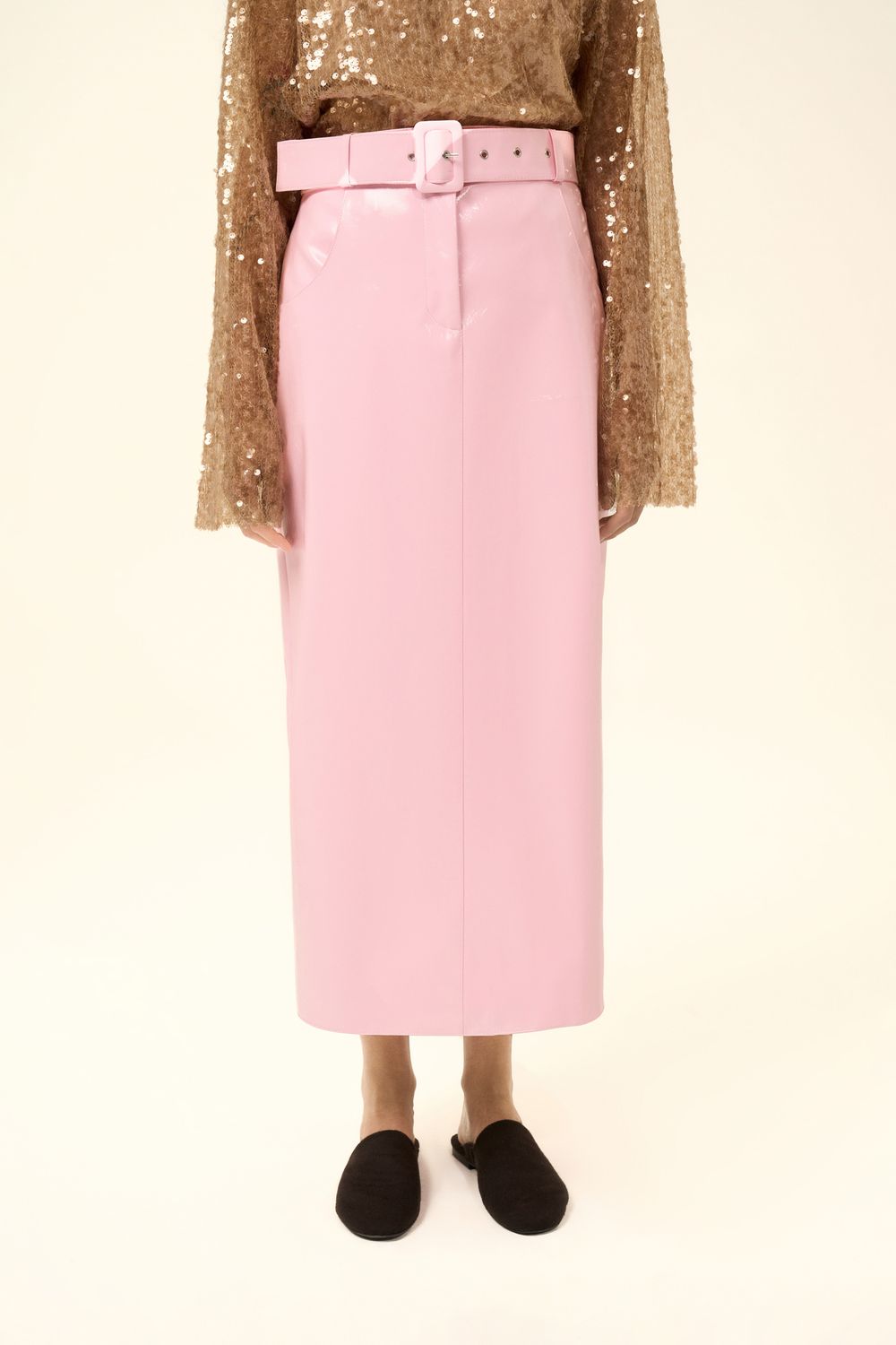 Юбка миди (Лаковый кусочек), розовая