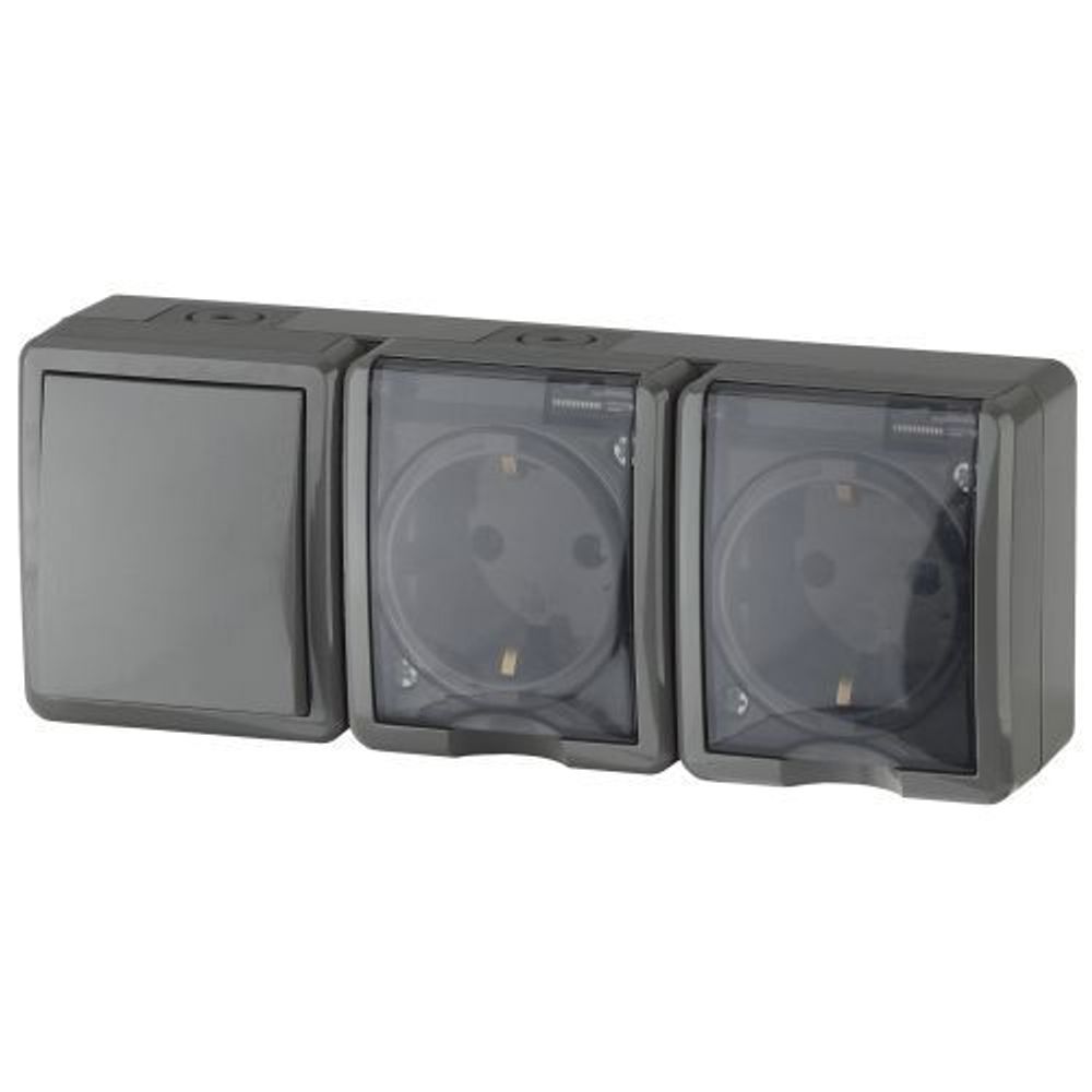 Блок ОП 2 розетки+выключатель 11-7403-0 16АХ(10AX)-250В IP54 Эксперт сер. ЭРА Б0027674