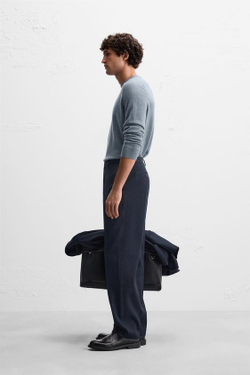 ZARA СВИТЕР ИЗ ЛЕГКОЙ ШЕРСТИ И КАШЕМИРА, НЕБЕСНО-ГОЛУБОЙ