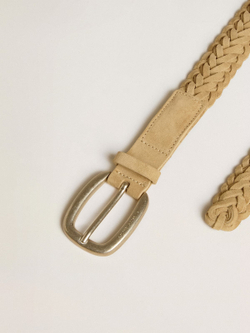 Sand colored woven leather belt