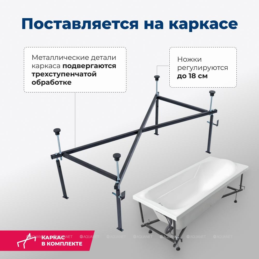 Акриловая ванна Aquanet (Акванет) West 160x70 с каркасом