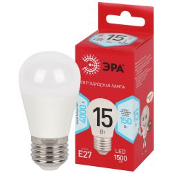 Лампа светодиодная ЭРА RED LINE LED P45-15W-840-E27 R 15Вт шар нейтральный белый свет E27 | Лампы cветодиодные Шар (G/P)