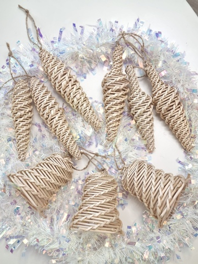 Елочные игрушки из лозы в наборе 9 шт.