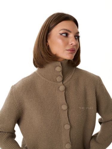 Кардиган цвета хаки в рубчик на пуговицах