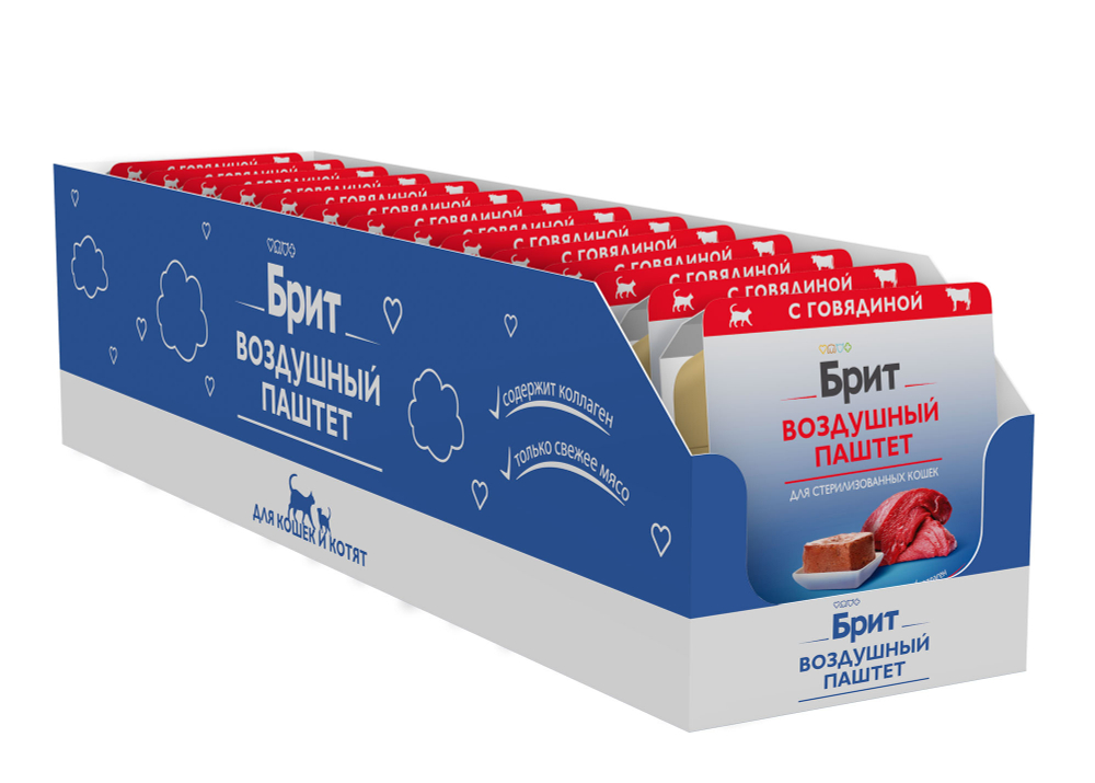 Brit Premium Воздушный паштет Говядина для стерилизованных кошек 100 г