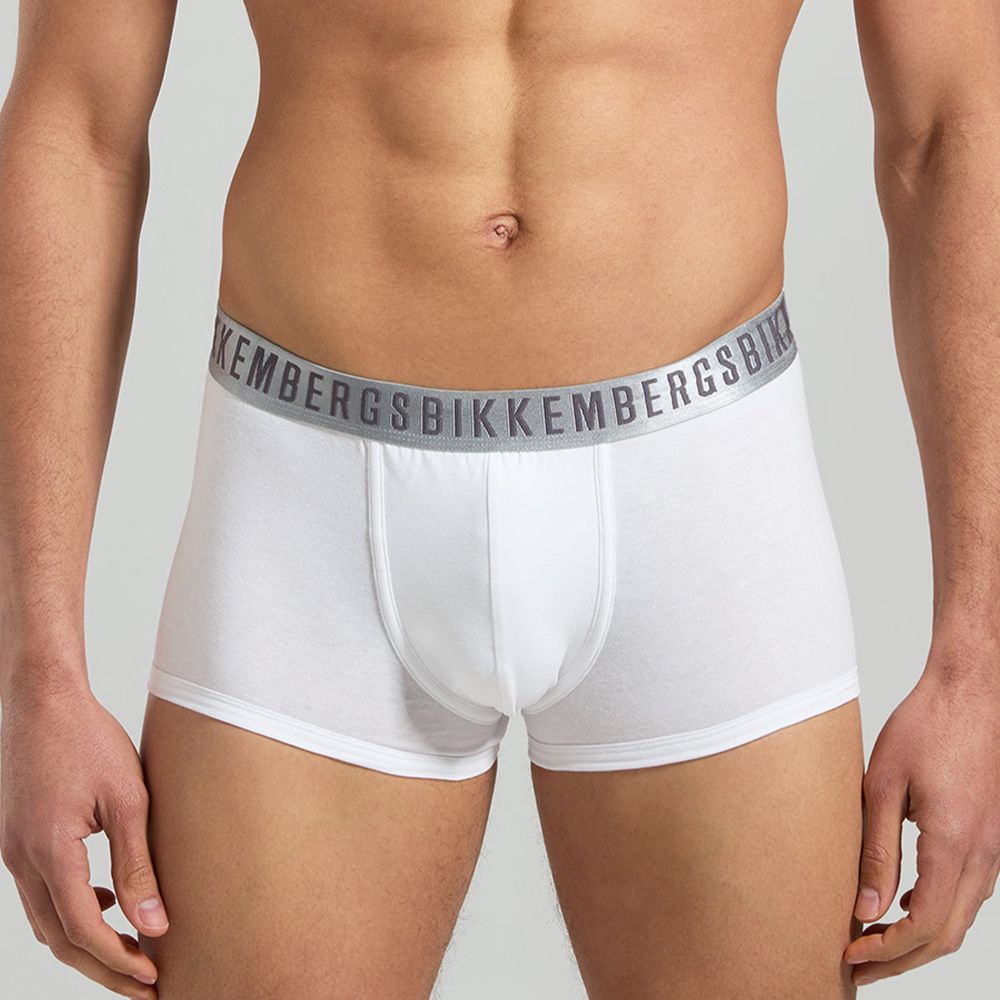 Мужские трусы боксеры белые набор 2в1 Bikkembergs SILVER BKK1UTR11BI