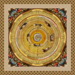 Скатерть "Harmonia Macrocosmica", по мотивам изображения Птолемеевской системы мира из манускрипта Андреаса Целлария «Harmonia Macrocosmica»