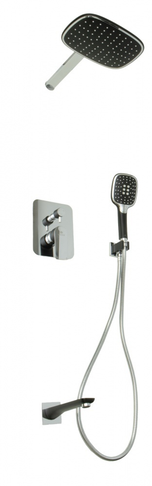 21065-C Встроенный смес для душа с 3-функ. (черный+хром) "GANZER"  (5/1шт)