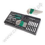 Набор головок и аксессуаров 1/4" в ложементе, Hans TT-43H