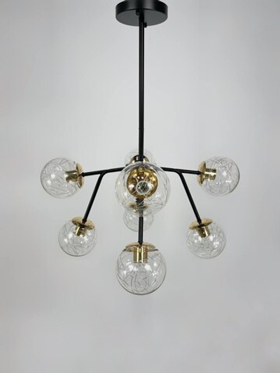 Люстра потолочная Lanbos, 8 ламп Е27, 480 Вт, до 35 кв м, черная с золотом