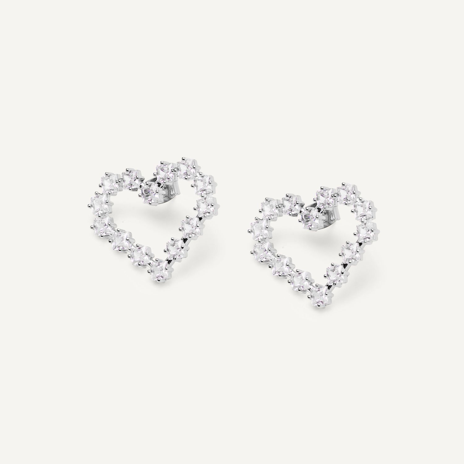 Серьги Casual Hearts Earrings - Silver