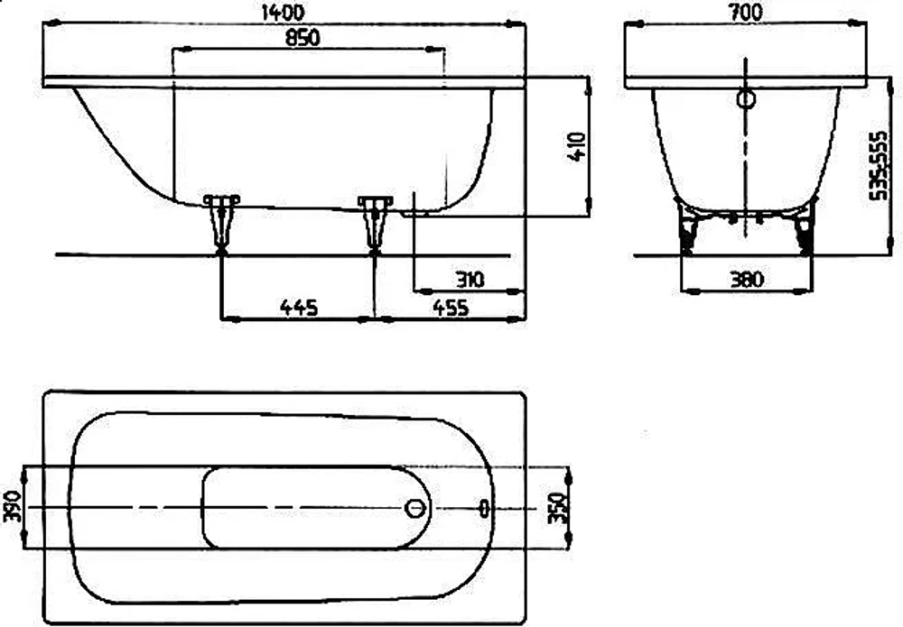 Ванна стальная Kaldewei Saniform Plus 360-1 140х70 111500010001 белый