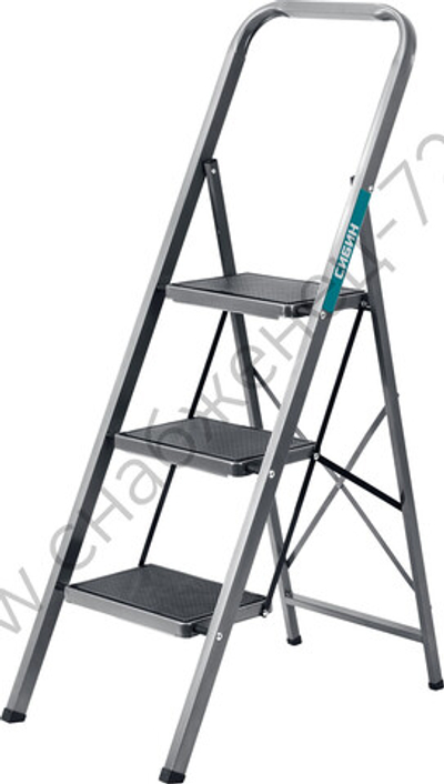 СИБИН 3 ступени, 71 см, c широкими обрезиненными ступенями, стальная, стремянка (38807-03)