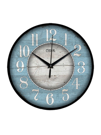 Часы настенные деревянные Ideal "Марсель", 30 см (голубой) Декор для дома, подарок