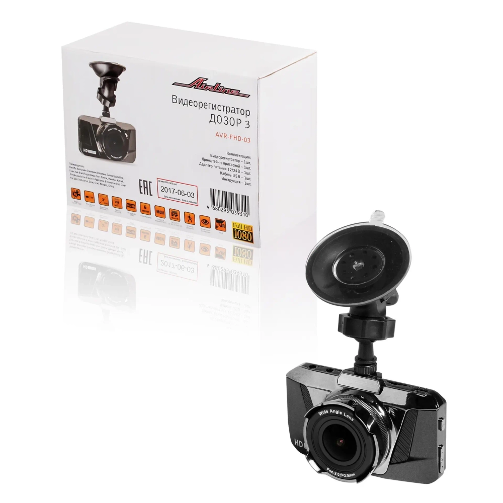 Видеорегистратор FHD 1080p экран 3,0", G-сенсор ДОЗОР 3 (AIRLINE) AVR-FHD-03