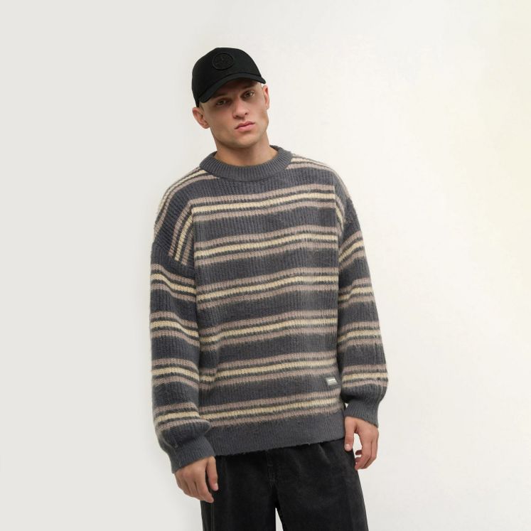 Свитер КУЛЬТУРА Furry stripes, серый