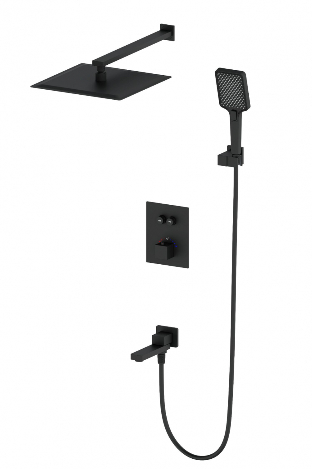 Душевая система с термостатом встраиваемая WONZON & WOGHAND, Черный матовый (WW-88929003-MB)