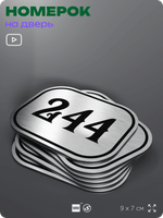 Номерок на дверь квартиры 244, для кабинета, офиса, шильдик 9 х 7 см, серебристый, Айдентика Технолоджи
