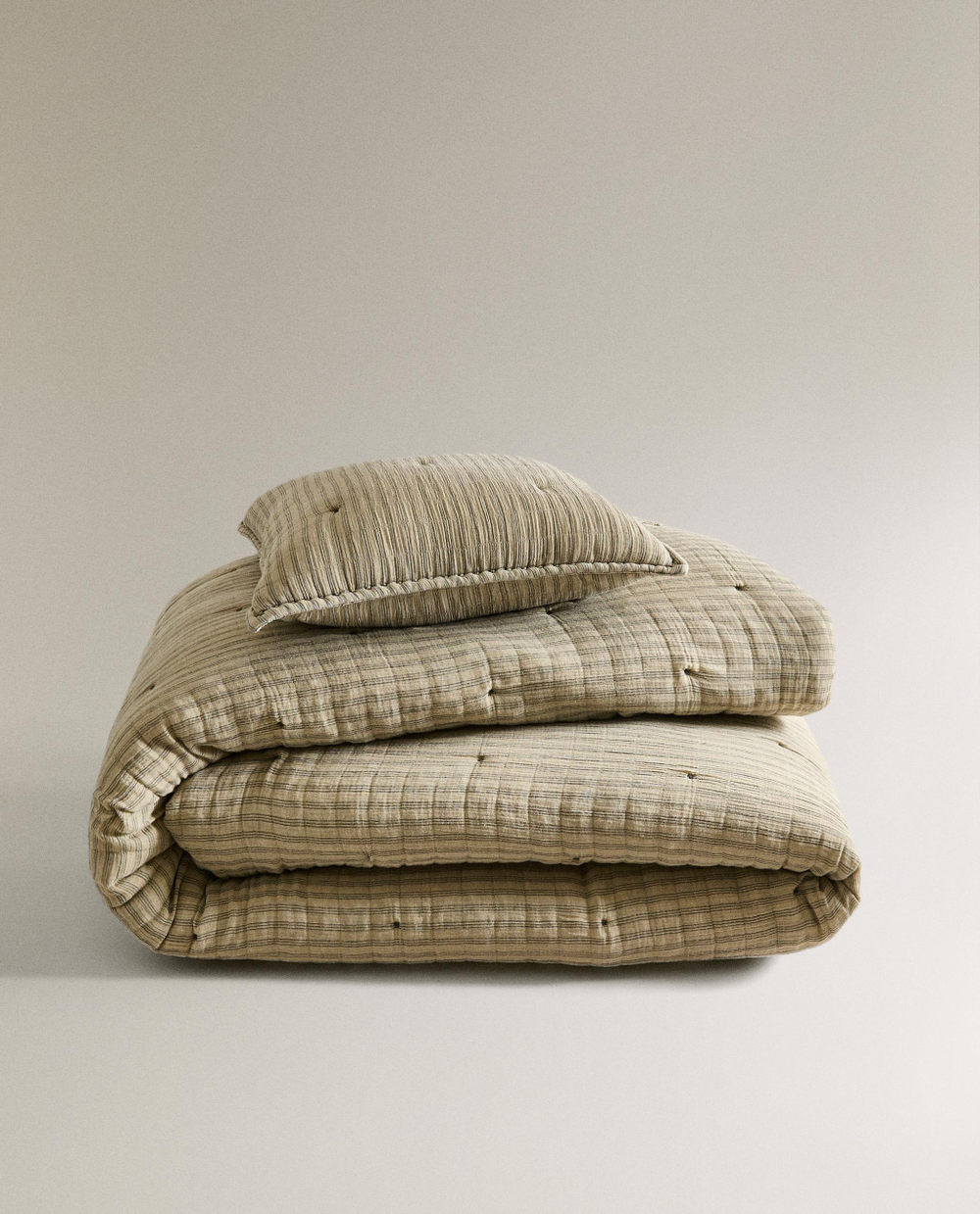 Zara Home покрывало детское из хлопка, зелёный, в полоску