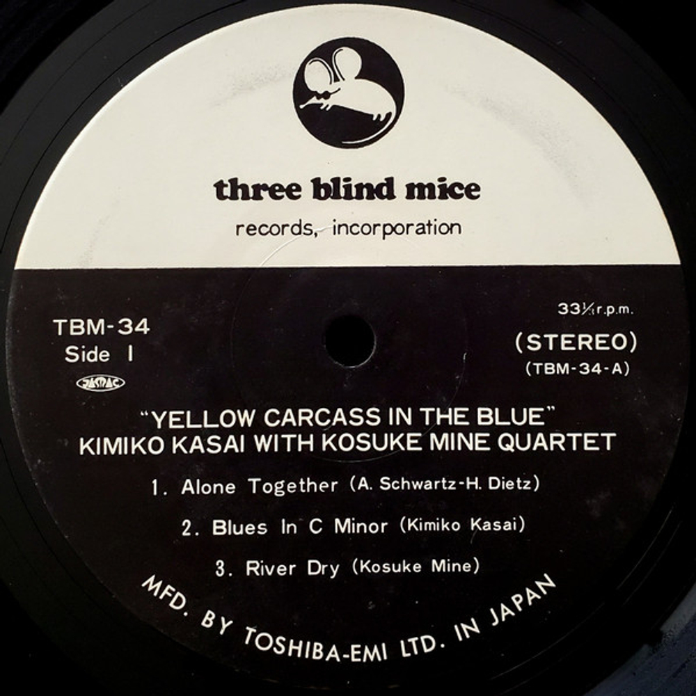 Kimiko Kasai & Kosuke Mine Quartet - Yellow Carcass In The Blue - Japan OG, Three Blind Mice