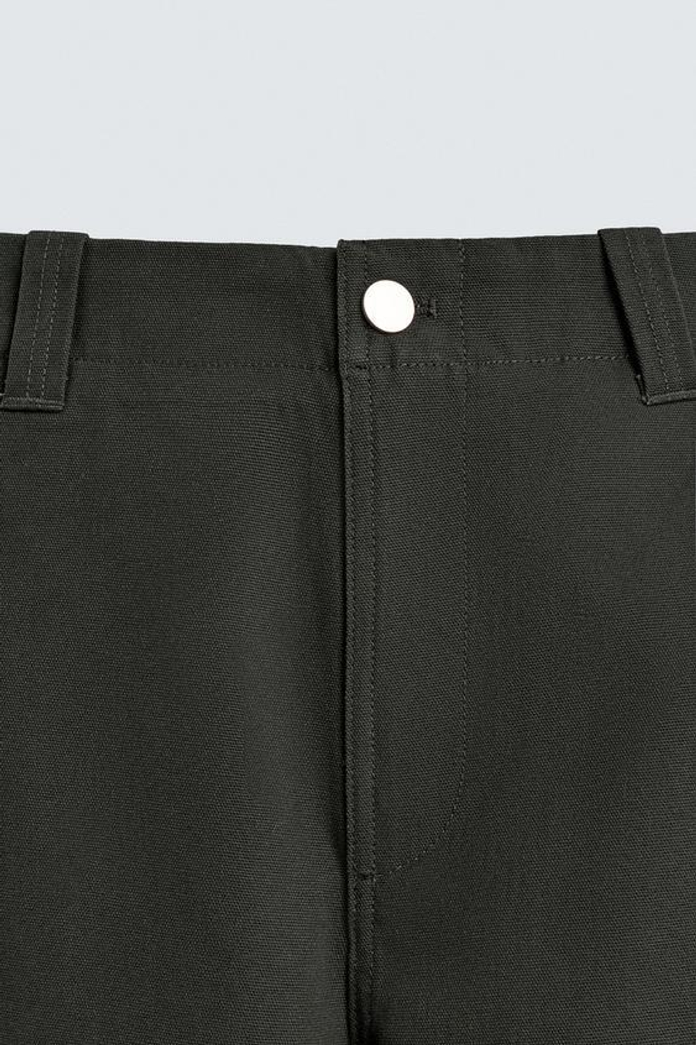 ZARA БРЮКИ ИЗ РЕЛЬЕФНОЙ ТКАНИ CANVAS, ТЕМНЫЙ ХАКИ