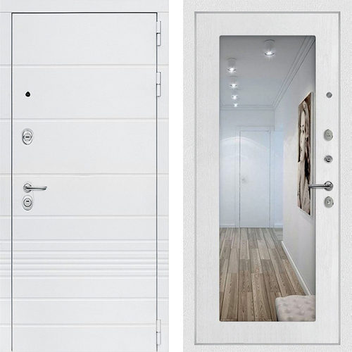 Дверь белая в квартиру 430 зеркало внутри