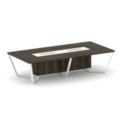 Steel Meet Стол переговорный прямоугольный KMK-PR.B.SP-12 Дуб Мали/Ваниль Глянец/Металл Белый 3200*1