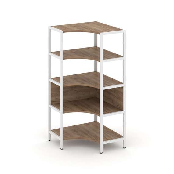 Shelf System Односекционный угловой стеллаж четырехярусный SN.STMU-411 Дуб Табак/Металл Белый 810*81