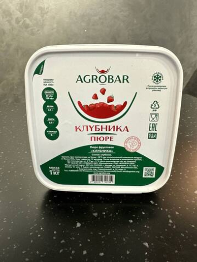 Фруктовое пюре Клубника без сахара, Agrobar, Россия, 1кг