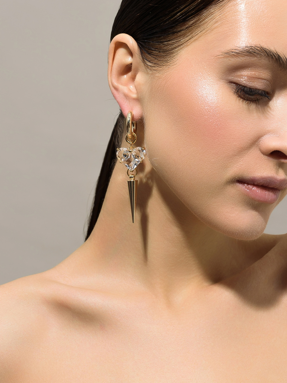 Серьги "White Soul Big" Gold