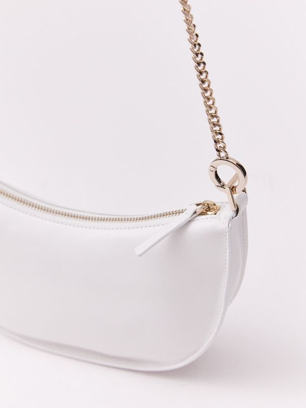 Сумка-полумесяц из гладкой кожи, белый