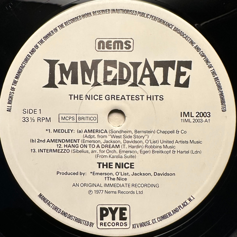 The Nice - Greatest Hits (Англия 1977г.)