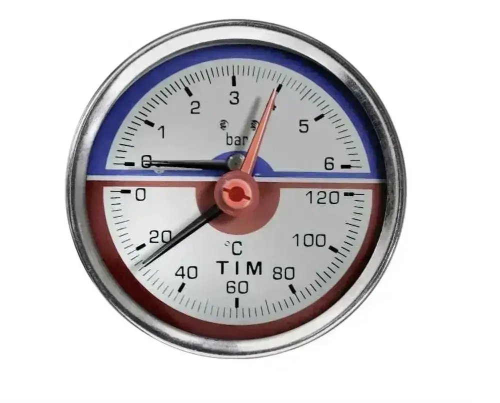 Термо-манометр аксиального подключения 1/2" - 6 бар, 80 мм
